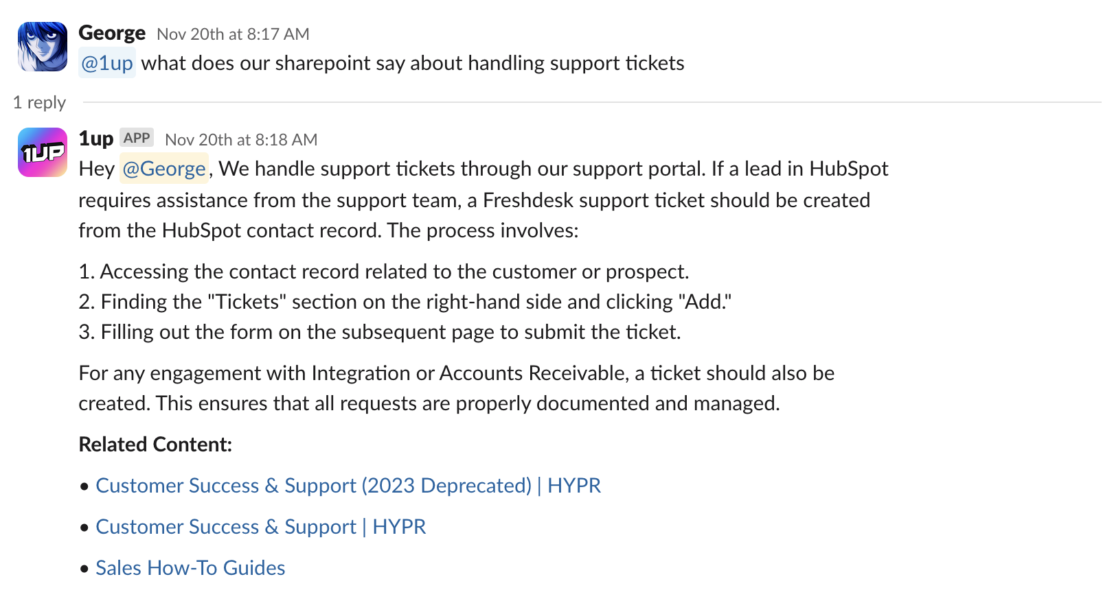 Answer Questions on Slack