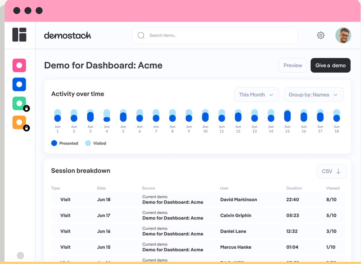 Demostack product screenshot