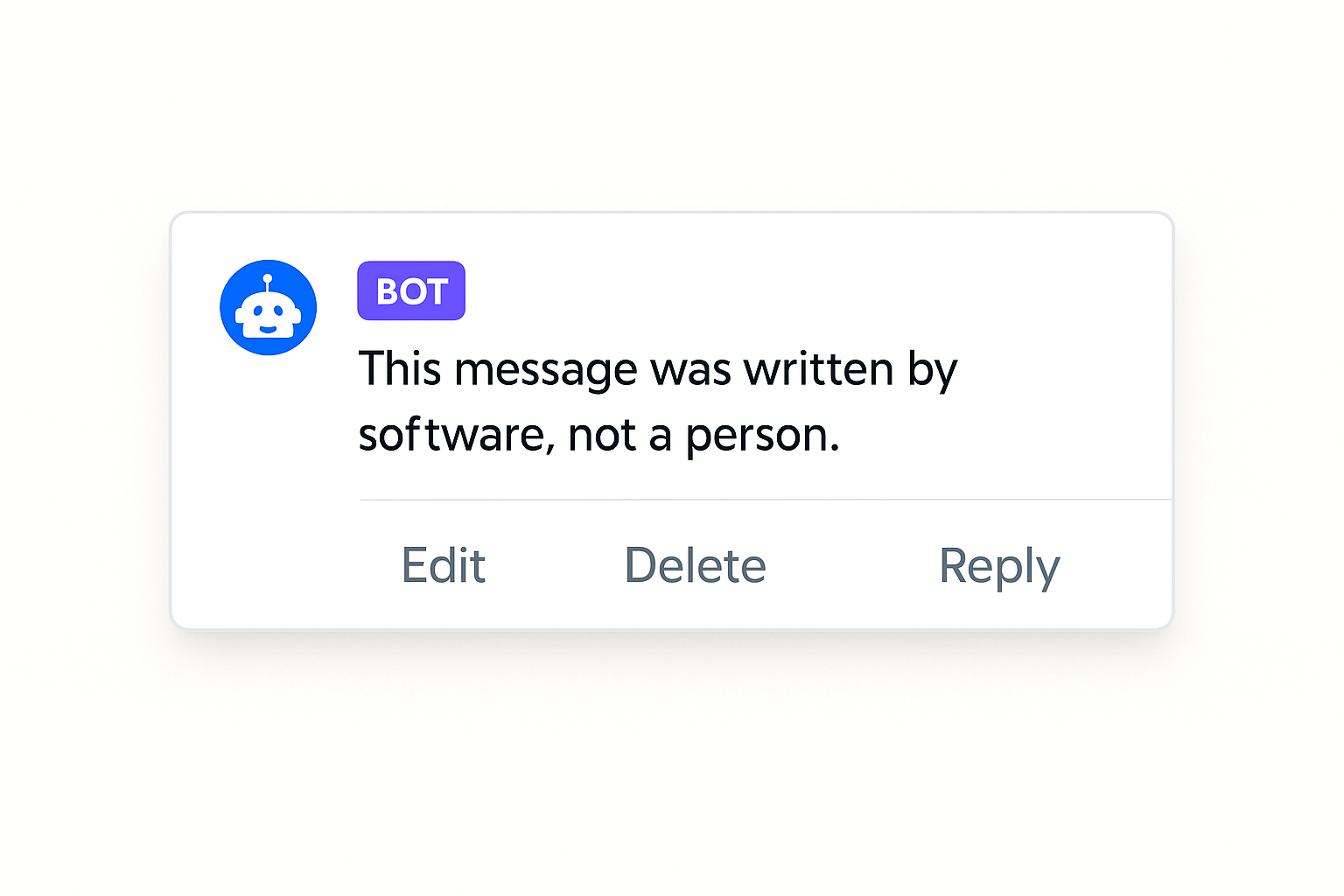 Example of chatbot message warning. 