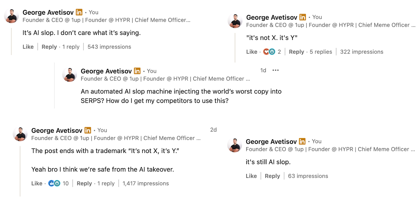 George's LinkedIn rants