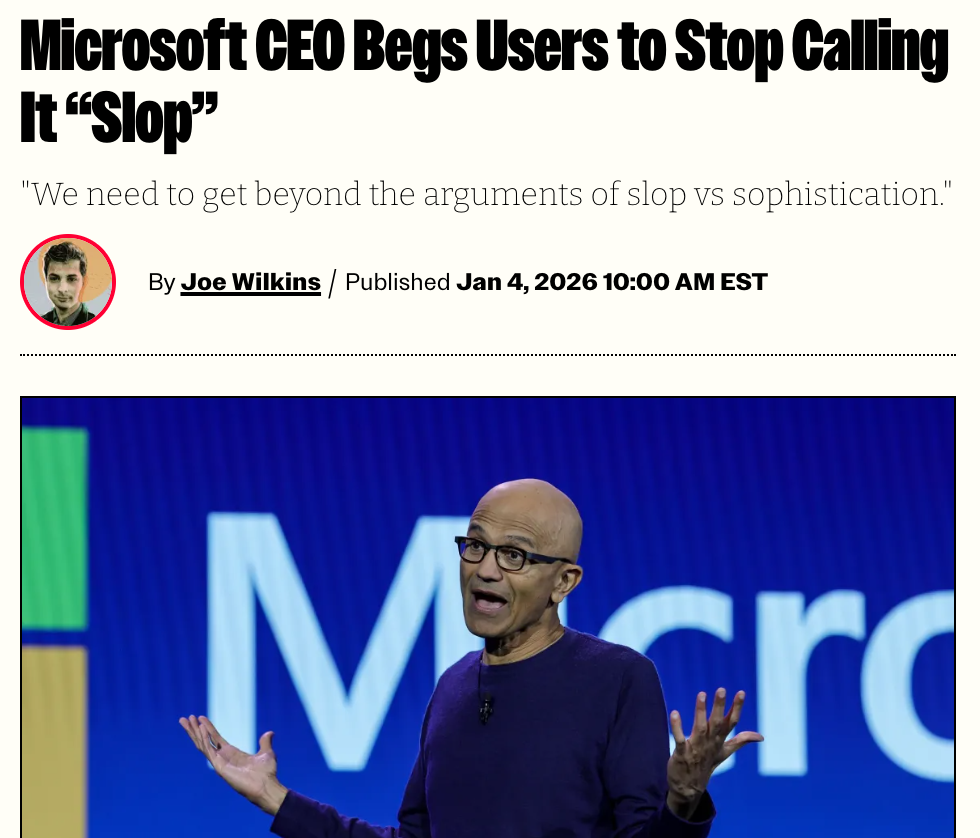 Microsoft CEO begs people to not call it slop