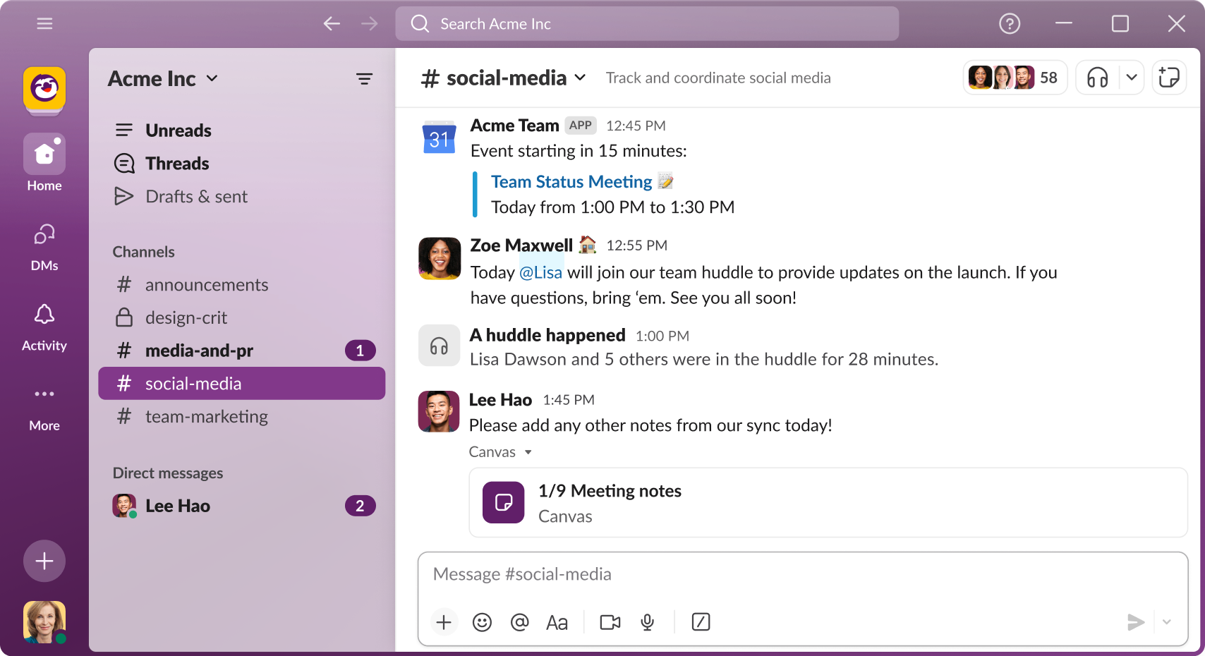 Slack product screenshot