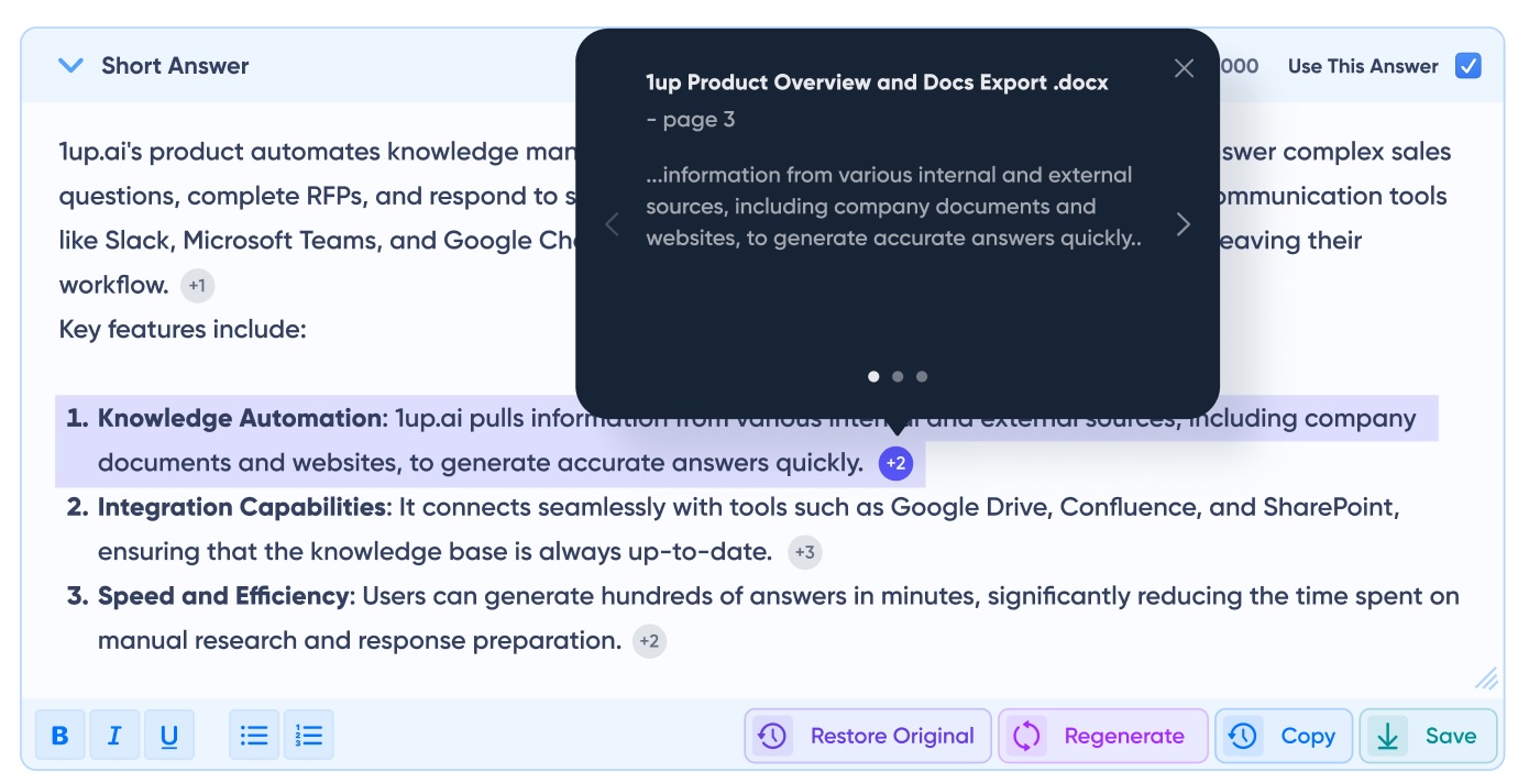 AI Answer Citations in 1up