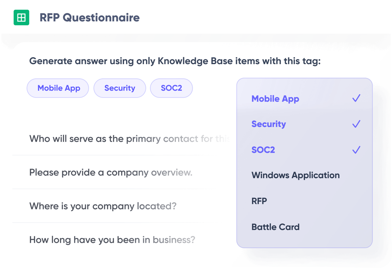 Handling customer questionnaires