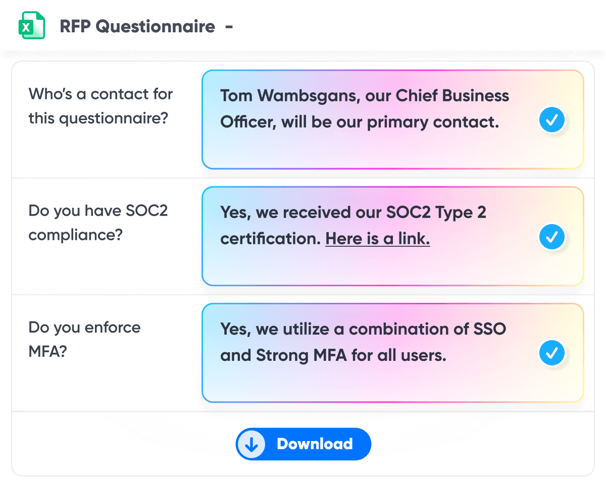 Automate RFPs with AI Generated Answers