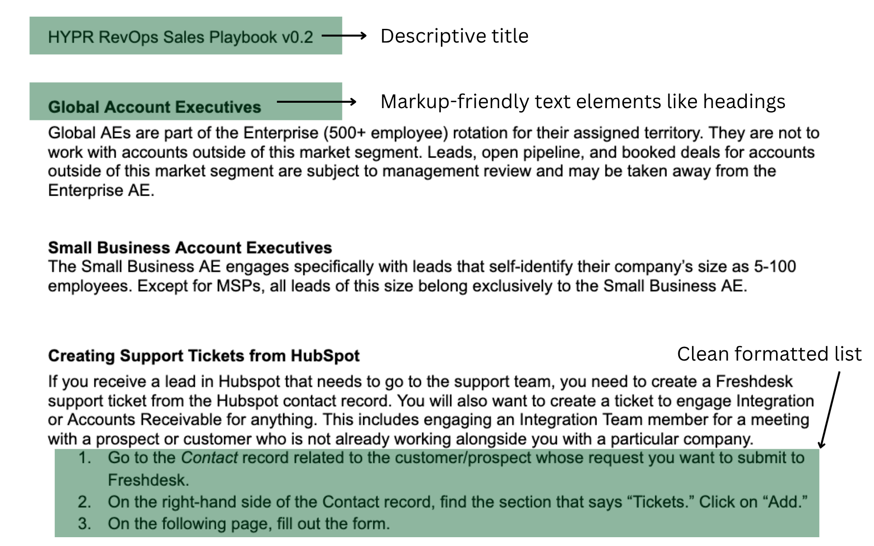best practice for formatting text for ai