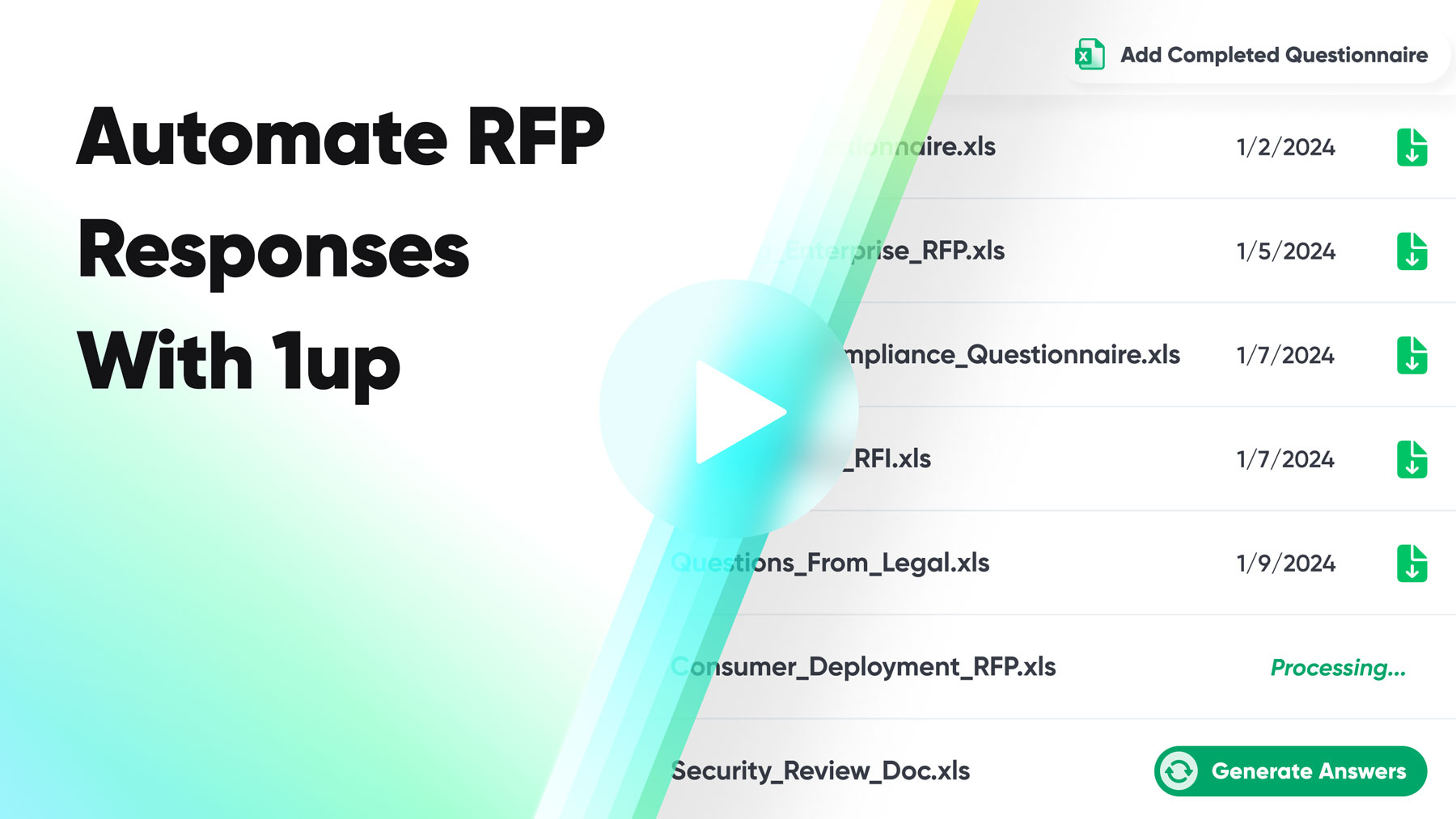 Automate RFP Questionnaires with 1up