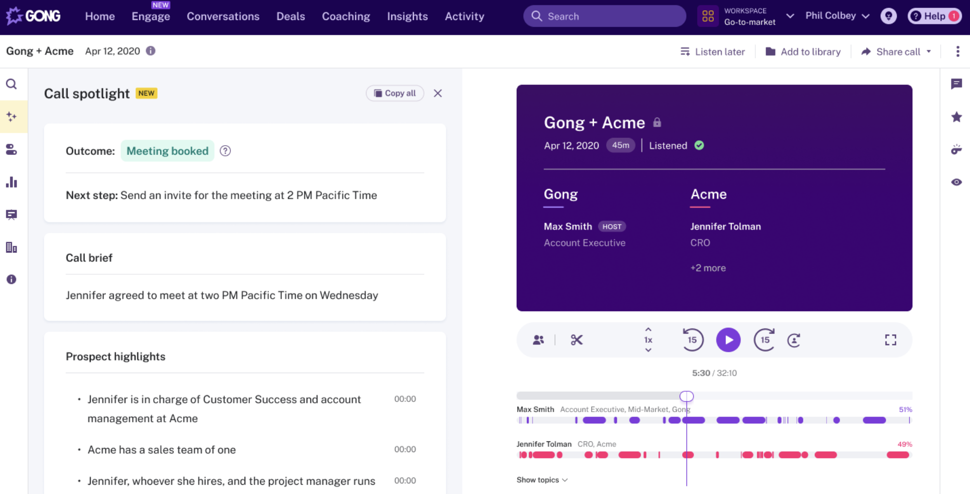 Gong call summarizer