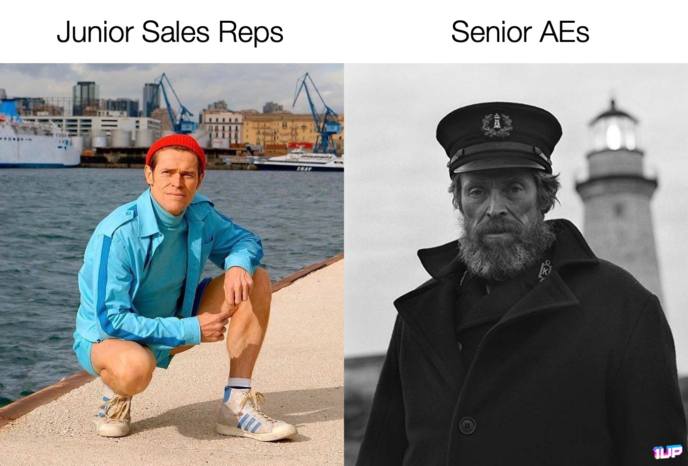 Junior Sales Rep vs Senior AE Meme