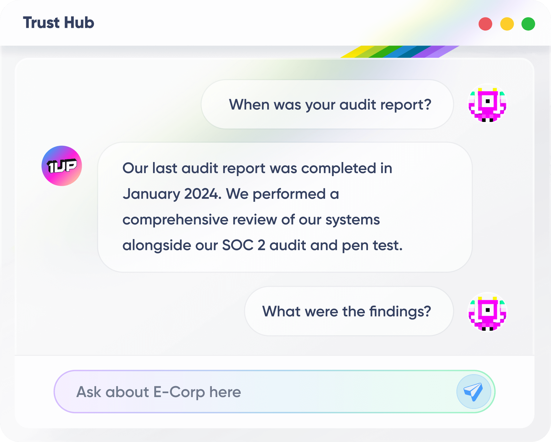 Answer questions about IT, security, compliance, and more