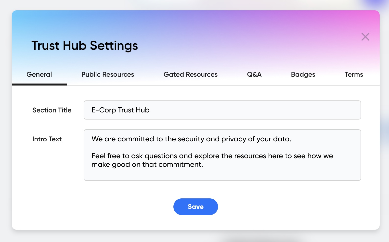 Trust Hub Settings